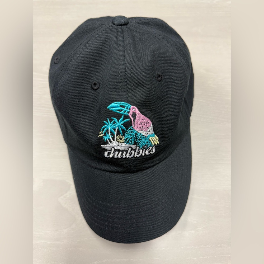 Chubbies Mens Black Tropical‎ Toucan Embroidered Baseball Hat Cap Adjustable